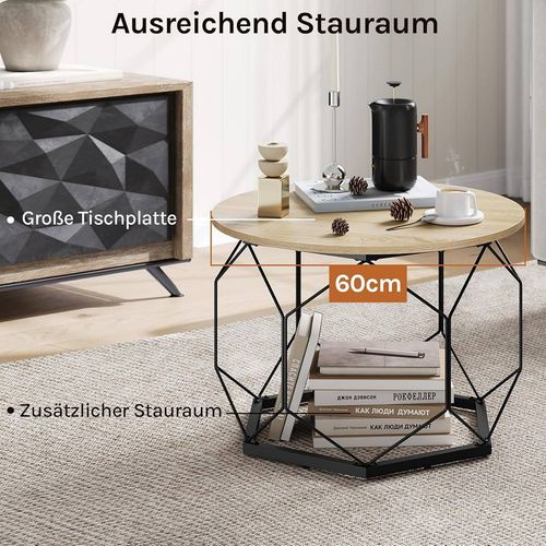 Stolik kawowy okrągły metalowa rama stoliczek boczny na Arena.pl