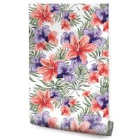 Tapeta Kolorowe KWIATY Liście Tropikalne Natura