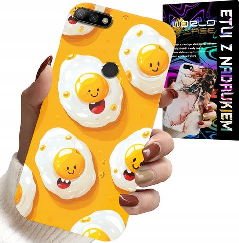 ETUI DO HUAWEI Y7 2018 - SŁODKIE UŚMIECHNIĘTE JAJKA CASE + FOLIA na Arena.pl
