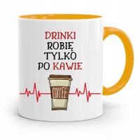 Kubek Żółty Dla Barmana Drinki Robię Po Kawie Z Nadrukiem Ze Zdjęciem