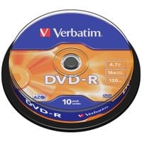 verbatim płyta dvd-r 4.7gb 16x azo       srebrny/silver 10szt 43523