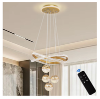 Lampa wisząca LED nowoczesna złota kule kryształowa