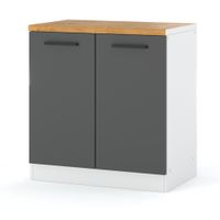 Szafka Kuchenna Stojąca Z Blatem Modułowa Blande 80cm Biała Szary Mat