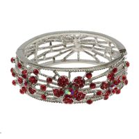 Metalowa bransoletka z czerwonymi dżetami