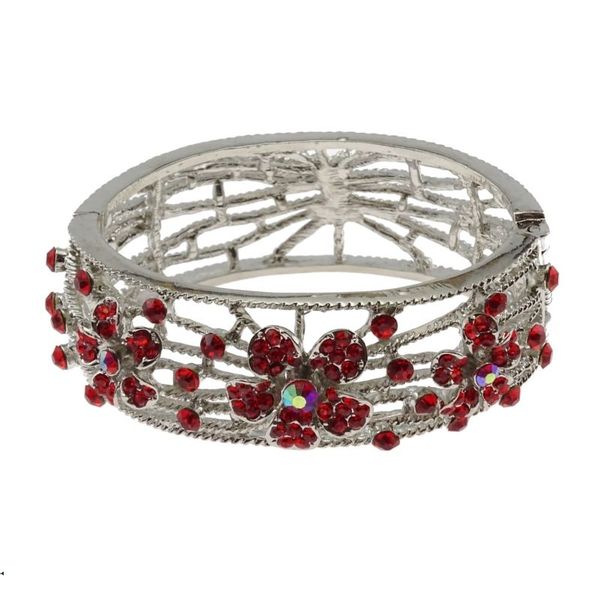 Metalowa bransoletka z czerwonymi dżetami zdjęcie 1