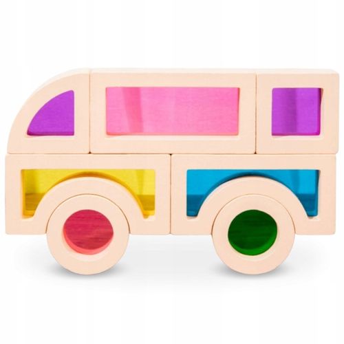 Tęczowe klocki drewniane - 25 elementów na Arena.pl