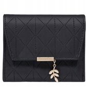 PORTFEL Damski CZARNY Mały Elegancki na Monety Karty Gotówkę Zdjęcie