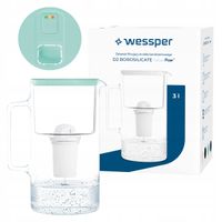 Dzbanek filtrujący szklany Wessper D2 BOROSILICATE FF 3l miętowy + filtr