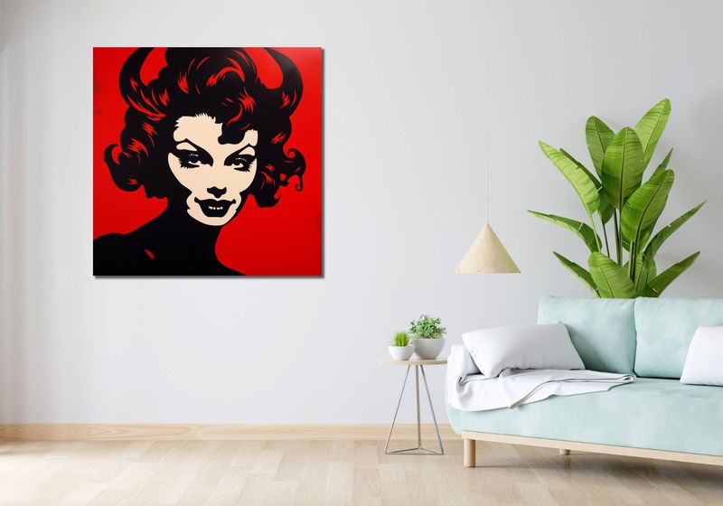 Obraz 100x100cm Czerwona Diablica zdjęcie 2