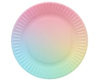 Talerzyki papierowe tęczowe, 18 cm 6 szt.
