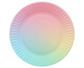 Talerzyki papierowe tęczowe, 18 cm 6 szt.