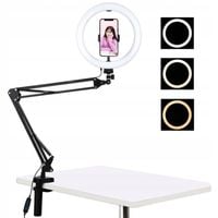 Puluz Ring Light Lampa Pierścieniowa Fotograficzna Statyw Biurkowy na Klips