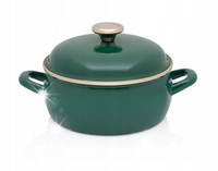 Garnek emaliowany tradycyjny Metalac 1,5 l zielony 16 cm z pokrywą