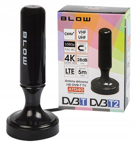 MOCNA ANTENA AKTYWNA POKOJOWA DVBT2 TV FHD 4K MUX-8 LTE WZMACNIACZ MAGNES na Arena.pl