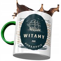 Kubek Zielony Na Powitanie Przywitanie W Pracy Z Nadrukiem Ze Zdjęciem