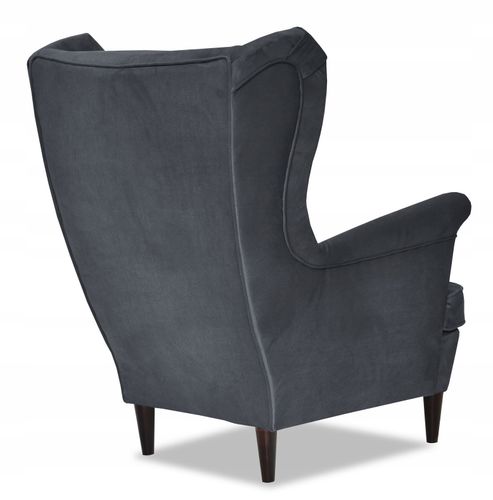Fotel uszak ARI z podnóżkiem, skandynawski Family Meble szary antracyt na Arena.pl