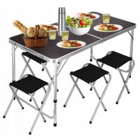 STOLIK TURYSTYCZNY KEMPINGOWY + 4 KRZESŁA WĘDKARSKI ZESTAW MEBLI SKŁADANY