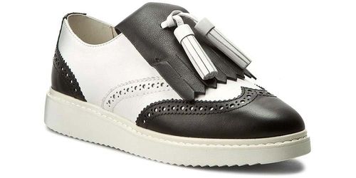 Geox Półbuty damskie - D Thymar A wsuwane - rozmiar 38 - biało-czarne skóra na Arena.pl