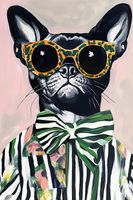 Plakat 61x91,5cm Portret Zwierząt | Buldog w Okularach | Pop Art