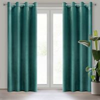 Zasłona na przelotkach zaciemniająca welwet MELANIE 140X250 ciemnoturkusowa