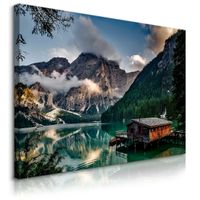 Obraz Do Salonu Krajobraz Jezioro Lago Di Braies Góry Pejzaż 90cm x 60cm