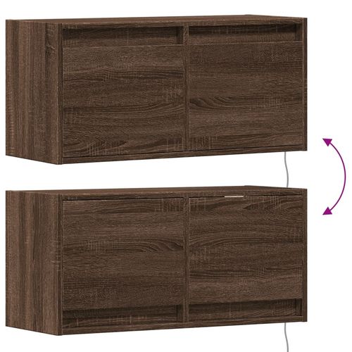 Ścienna szafka TV z LED, brązowy dąb, 80x31x35 cm na Arena.pl