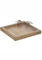 Taca dekoracyjna 25 x 25 x 5cm Naturalny- Złoty Inart