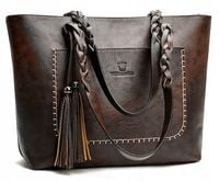 TOREBKA DAMSKA NA RAMIĘ DO PRACY DUŻA BRĄZOWA SHOPPER EKO SKÓRA PREZENT