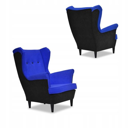 Zestaw wypoczynkowy ARI DUO sofa fotele Family Meble czarno - niebieski na Arena.pl