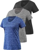 Koszulka Damska Sportowa Zestaw 3 Sztuki Treningowa na Siłownię S V-Neck