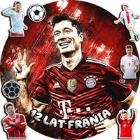 OPŁATEK NA TORT 30CM - PIŁKA NOŻNA LEWANDOWSKI + IMIĘ + GRATIS! 24CM 26CM