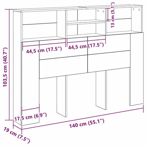 Szafka z zagłówkiem z półką Czarny dąb 140 x 19 x 103.5 cm na Arena.pl