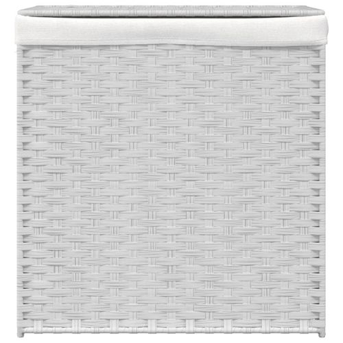 Kosz na pranie z 2 komorami, biały, 53x35x57 cm, polirattan na Arena.pl