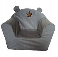 Fotelik z pianki dla dzieci pufa welur/plusz szary