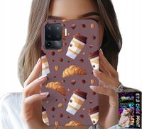 ETUI DO OPPO F19 PRO - CASE Z KAWĄ ROGALIKAMI I ZIARNAMI W TLE