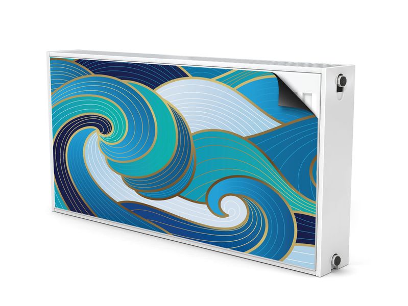 MATA Magnetyczna Na Grzejnik Abstrakcyjne Fale Line-art 120cm x 60cm zdjęcie 2