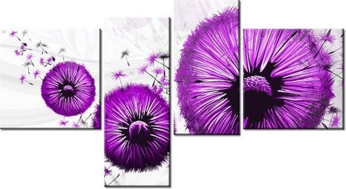 100 55CM OBRAZ 4 ELEM FIOLETOWE DMUCHAWCE PŁÓTNO DRUK na Arena.pl