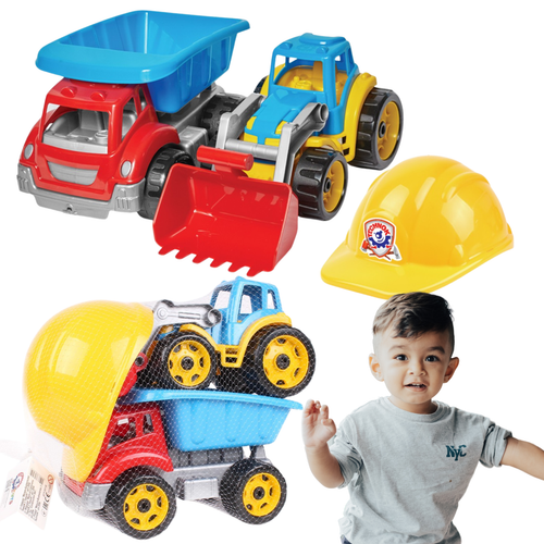 Wywrotka Auto+Spychacz +Kask Do Piasku Dla Dzieci 3954 na Arena.pl