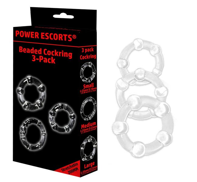 Beaded Cockring 3 Pack Transparent In Colour Box zdjęcie 1