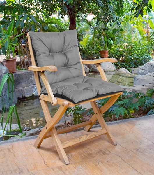 Poduszka Ogrodowa 50X50X50 Cm Na Krzesło Wodoodporna Szara zdjęcie 3