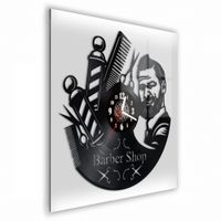 Zegar Ścienny z płyty winylowej na lustrze BARBER SHOP 10 wzorów 30x30 cm