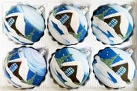 Bombki szklane 8cm 6 sztuk Ręcznie zdobione. Produkt polski (Domek)