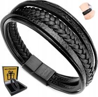 Bransoletka Skórzana Męska Włoska Gruba Elegancka Bransoleta Na Rękę