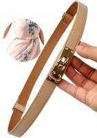 Damski Pasek Wąski Regulowany Złota Klamra Skóra