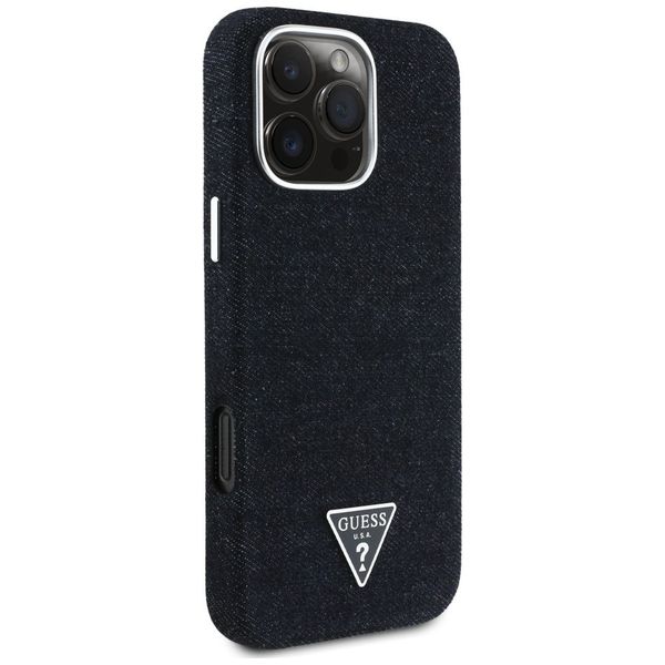 Etui Guess Denim Triangle Logo MagSafe do iPhone 16 Pro Max czarny zdjęcie 4