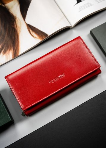 skórzany portfel damski w orientacji poziomej na zatrzask - 4u cavaldi na Arena.pl