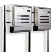 14399 Skrzynka pocztowa podwójna na stojaku inox duże skrzynki