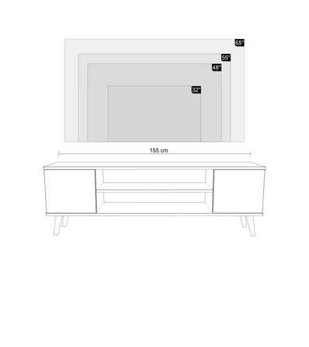 Szafka RTV 155 cm skandynawska dąb craft złoty - biel na Arena.pl