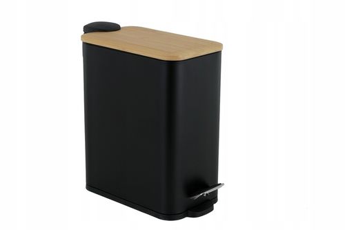 Kosz na śmieci łazienkowy 5l bambus WOLNY OPAD do łazienki WC czarny kuchni na Arena.pl