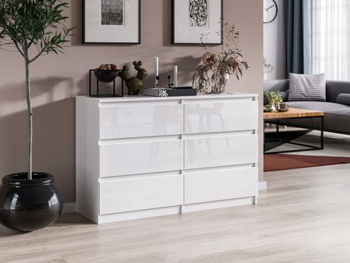 Komoda Do Salonu Sypialni Na Rzeczy 120 x 30 x 77 CM Pari 6 Biały Połysk na Arena.pl